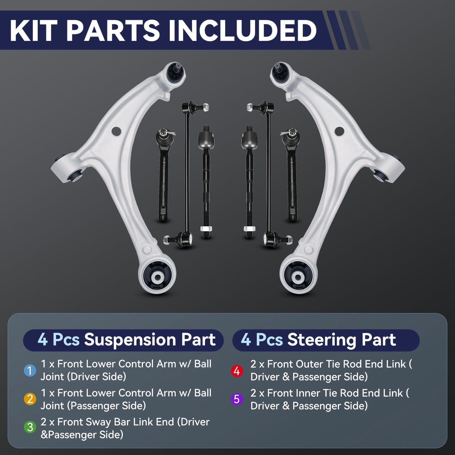 Front Suspension Kit Lower Control Arm Compatible with 2005-2010 Honda Odyssey
