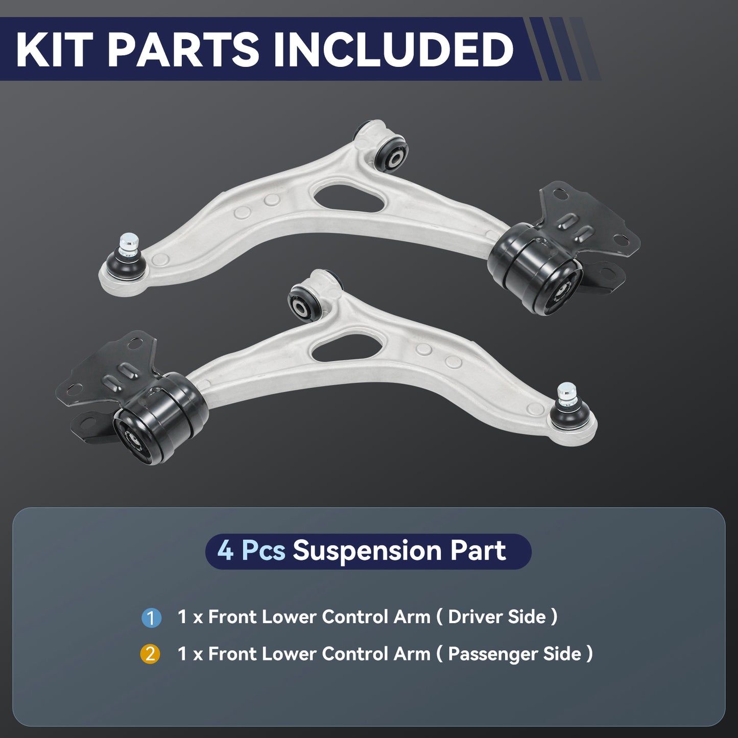 Front Lower Control Arm Kit Compatible with 2013-2017 Ford CMax, 2012-2018 Focus(Excludes 15"(381mm) Wheels & Not For ST or RS Model), RK622788, RK622753