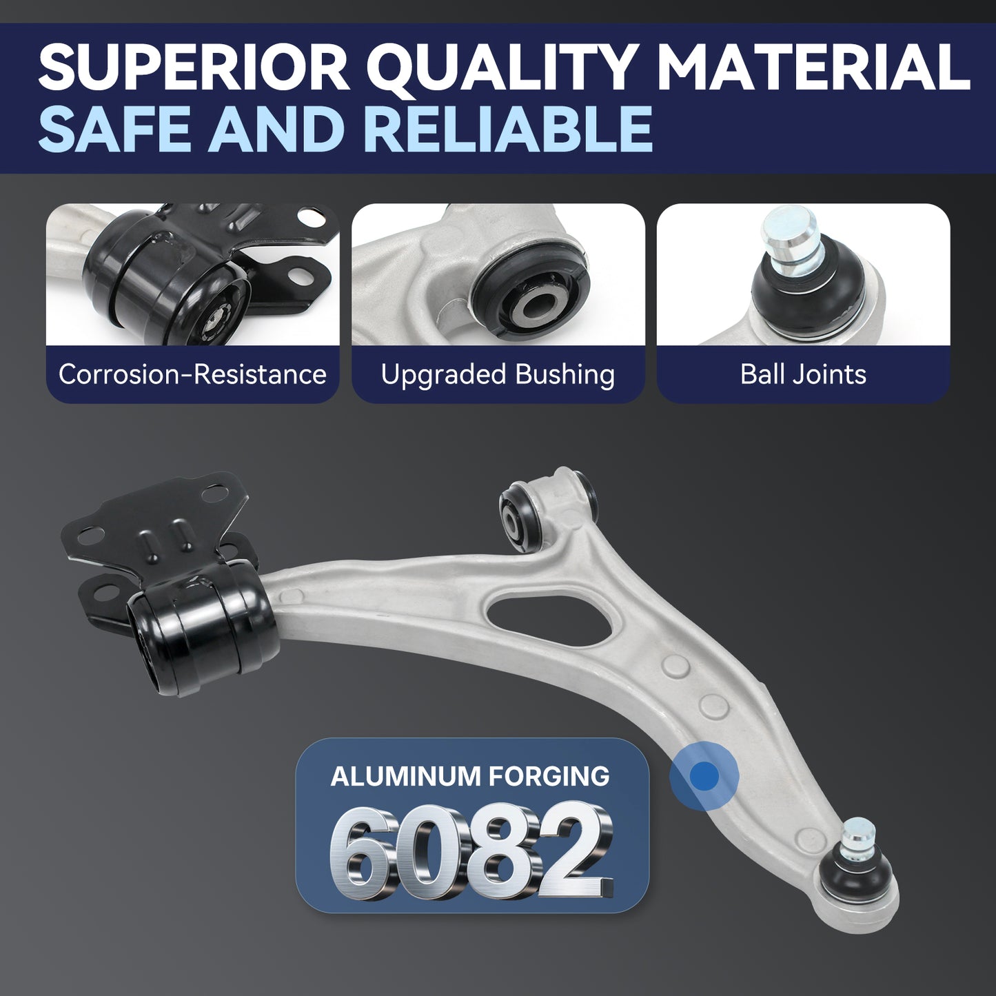 Front Lower Control Arm Kit Compatible with 2013-2017 Ford CMax, 2012-2018 Focus(Excludes 15"(381mm) Wheels & Not For ST or RS Model), RK622788, RK622753