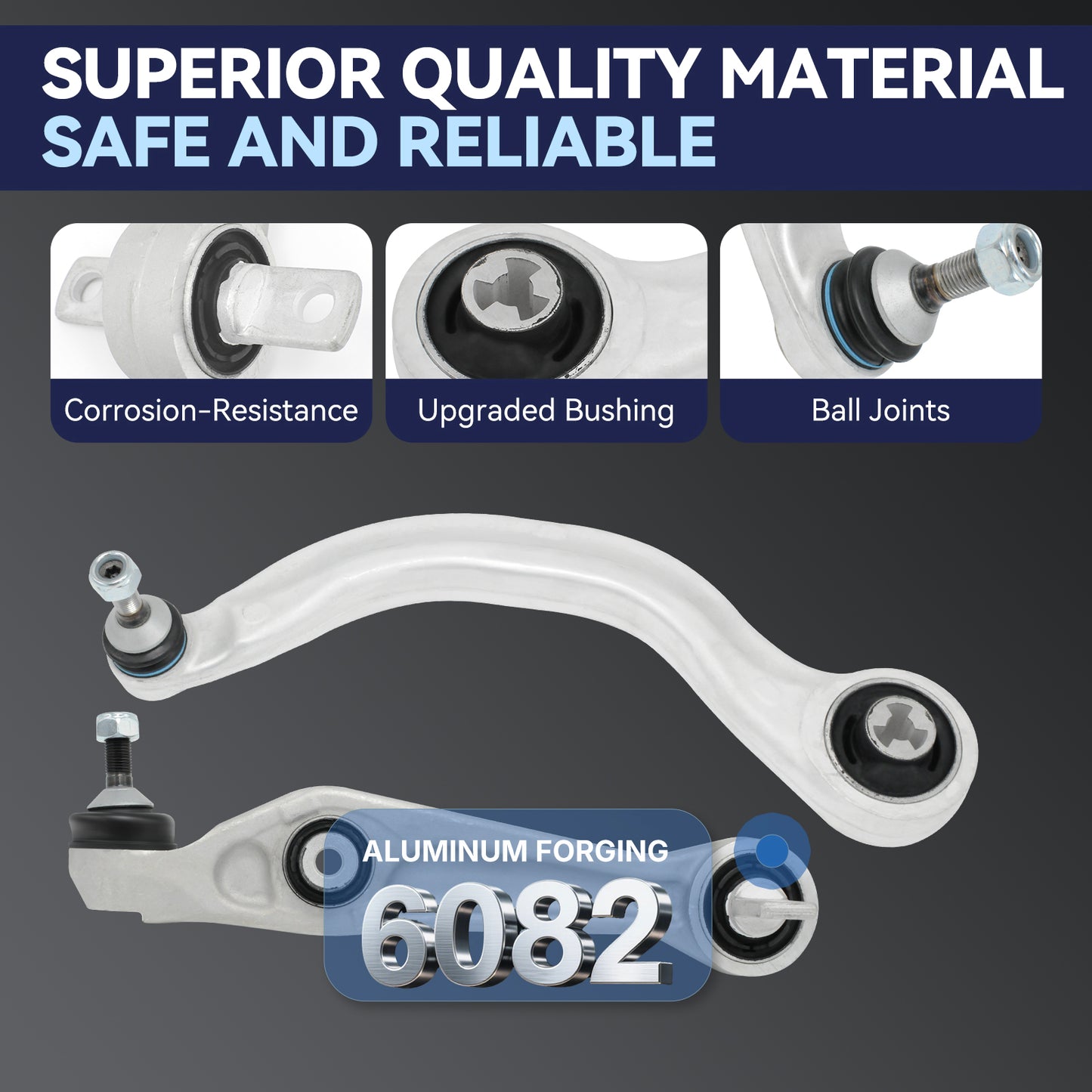 6Pcs Front Upper Lower Control Arm w/Ball Joint Kits Compatible With 2017-2021 Tesla Model 3