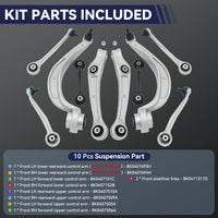Front Lower Upper Control Arm Compatible With 2009-2010 Audi A4/Quattro A5/Quattro Q5 S4,2008-2010 Audi S5