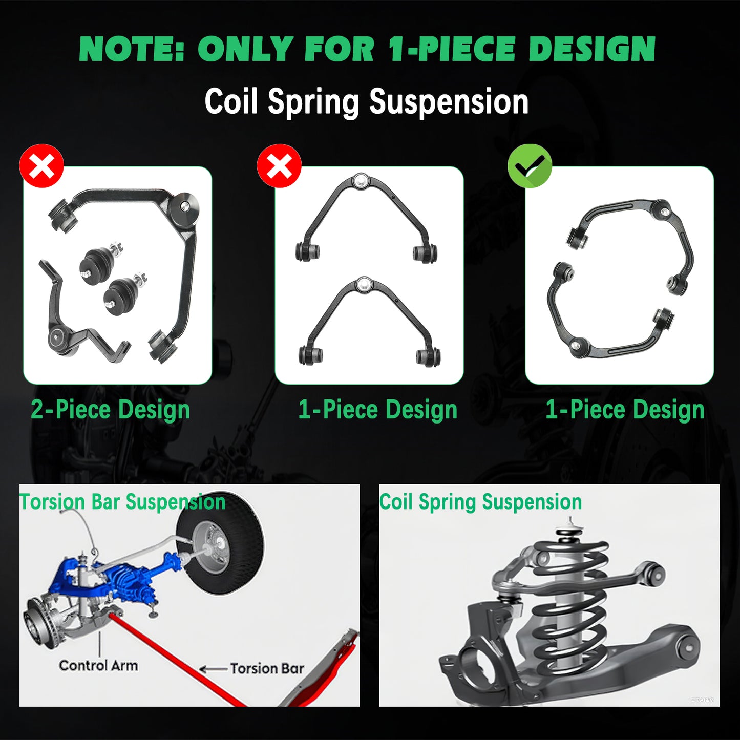 Front Upper Control Arms Suspension Kit Fit for Ford Ranger 2WD 1998-2011，for Mazda B2300 B2500 B3000 B4000 1998-2009 10 pcs (1-Piece Design with Coil Spring Front Suspension Only)