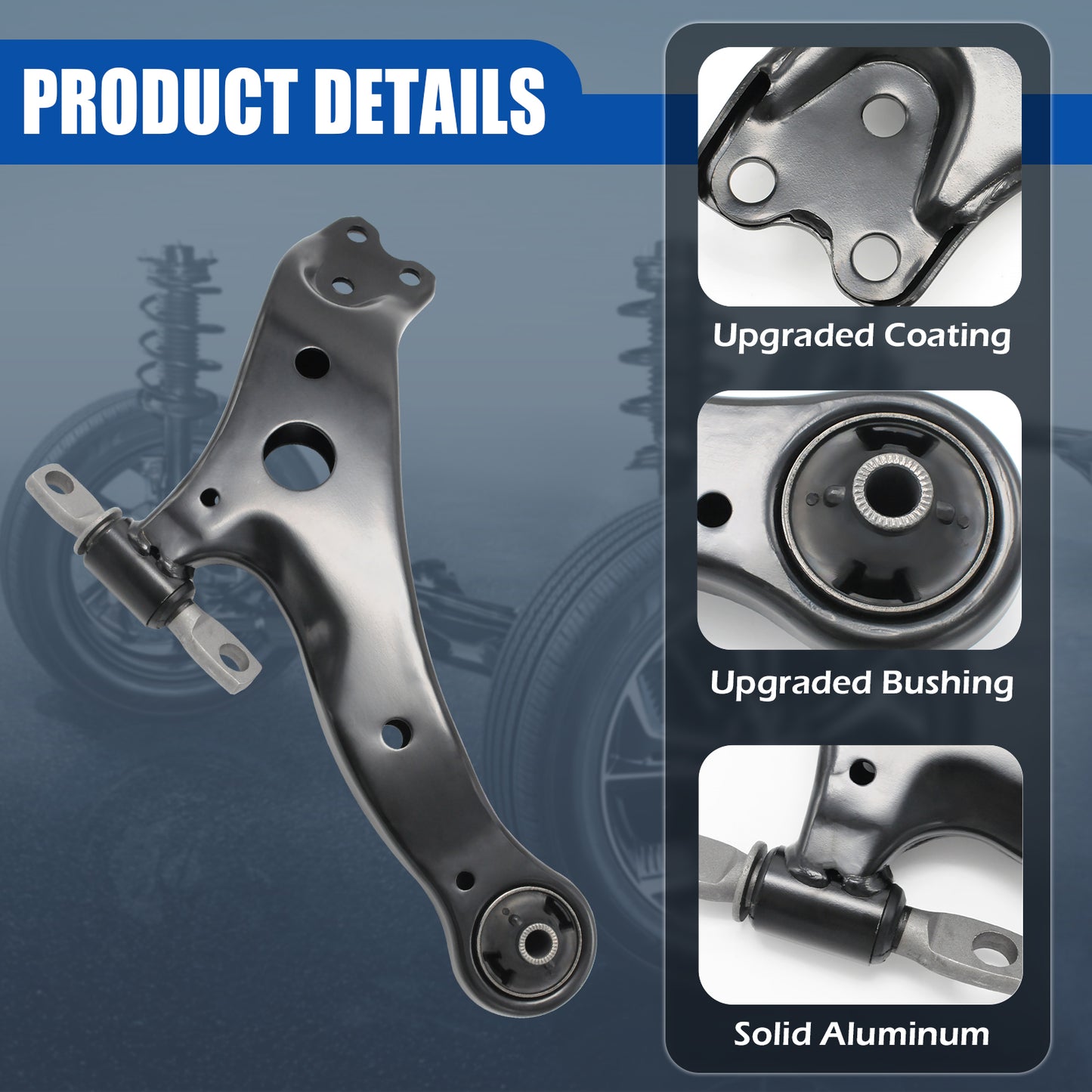 12pcs Front Lower Control Arms w/Ball Joints Compatible With 2007-2011 Toyota Camry,Replace K620334, K620333, K500044, K500043,Sway Bar Link