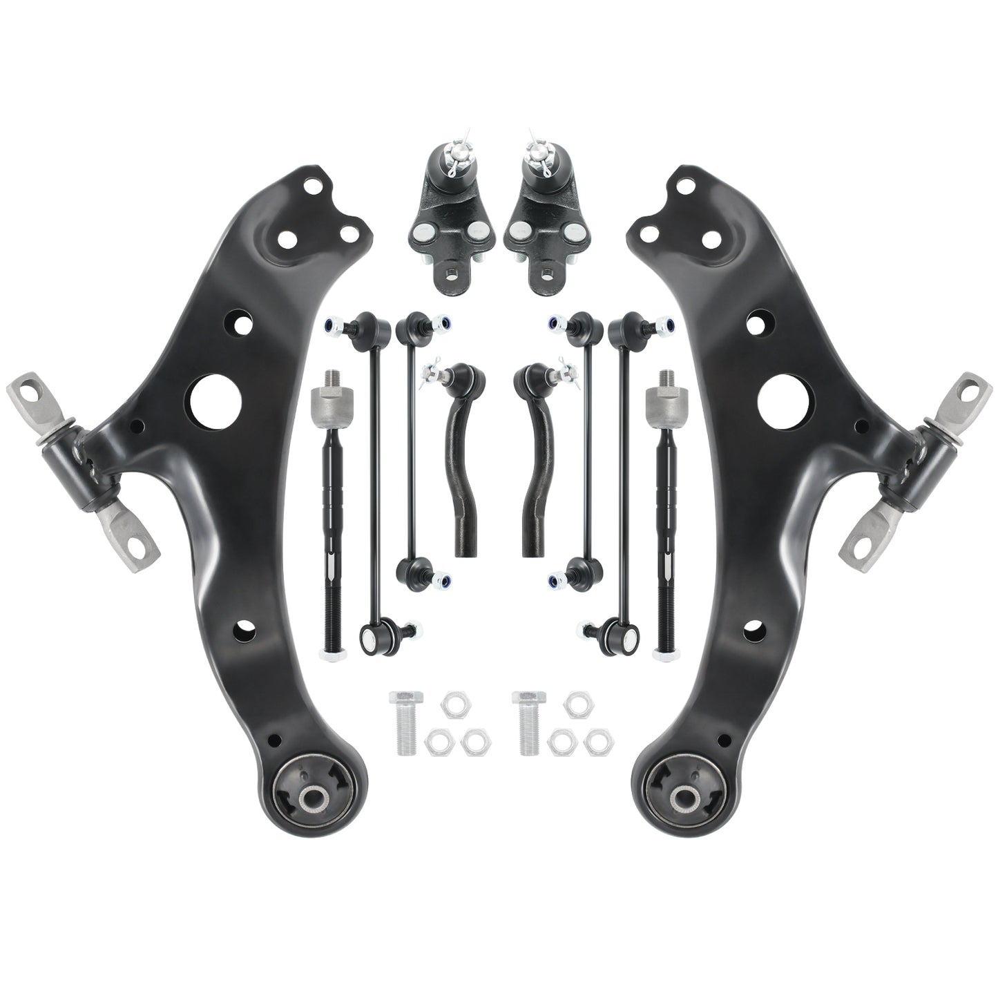 12pcs Front Lower Control Arms w/Ball Joints Compatible With 2007-2011 Toyota Camry,Replace K620334, K620333, K500044, K500043,Sway Bar Link