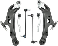 6pcs Front Suspension Kit Control Arm w/Ball Joints, Sway Bar Link, Tie Rod, Compatible with Toyota Sienna 2011-2020